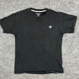 Champion T-Shirt Mens Size M Black Short Sleeve Logo Tee Athletic Casual Cotton